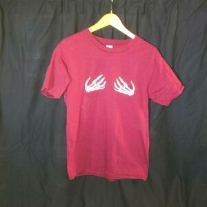 Skeleton Hands Graphic Tee - Red